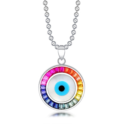 Princess Lab Grown Rainbow Eye S925 Necklace plated