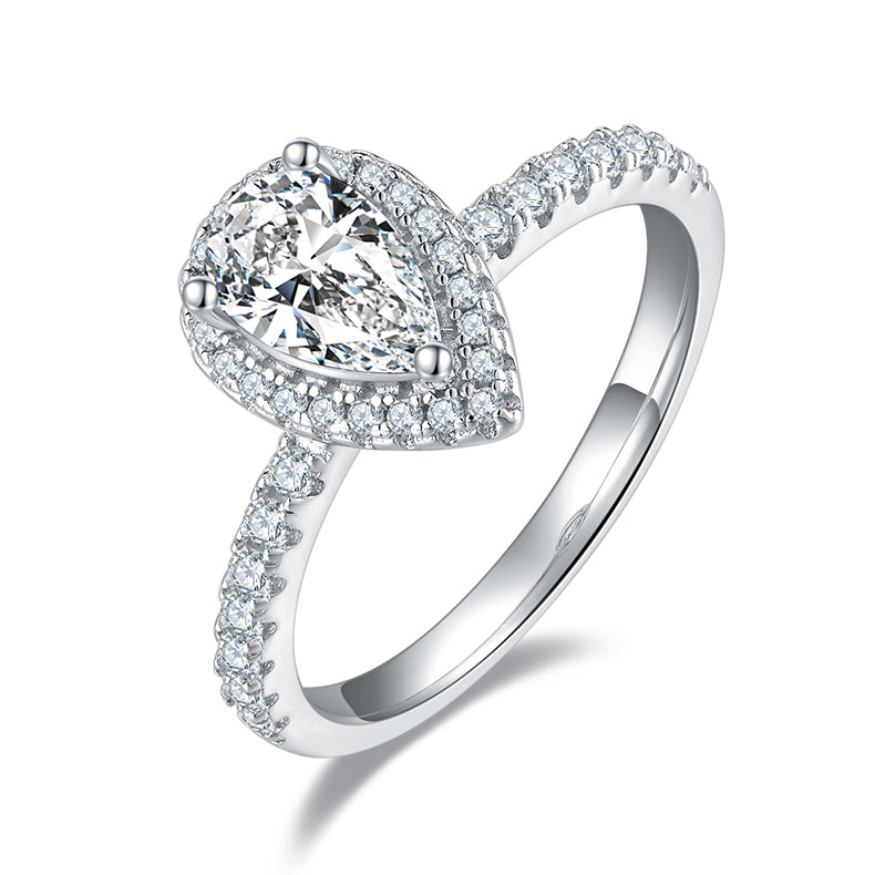 1 CTW Pear Moissanite S925 Ring plated