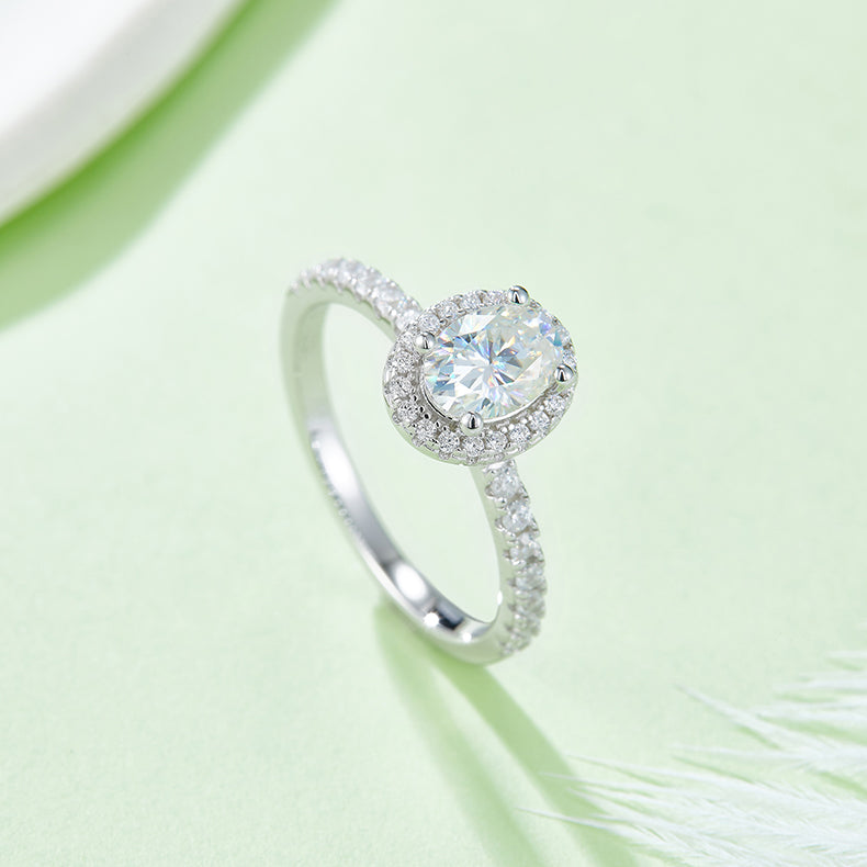 1 CTW Oval Moissanite  S925 Ring plated