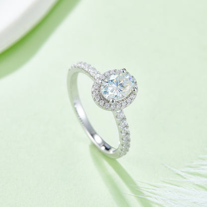 1 CTW Oval Moissanite  S925 Ring plated