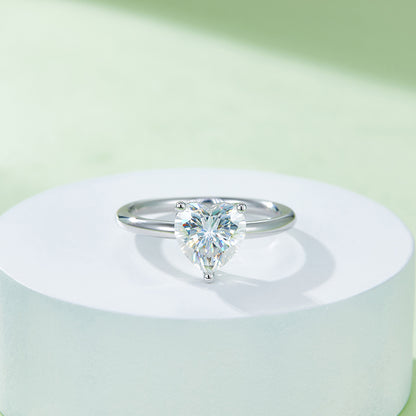 2 CTW Heart Moissanite  S925 Ring plated