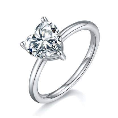 2 CTW Heart Moissanite  S925 Ring plated