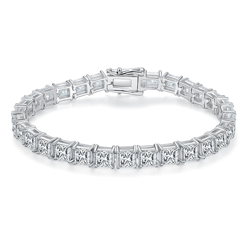 14.5 CTW Princess Moissanite S925 Bracelet plated