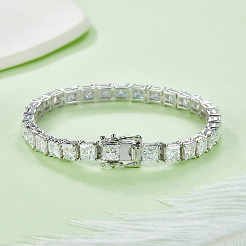 14.5 CTW Princess Moissanite S925 Bracelet plated