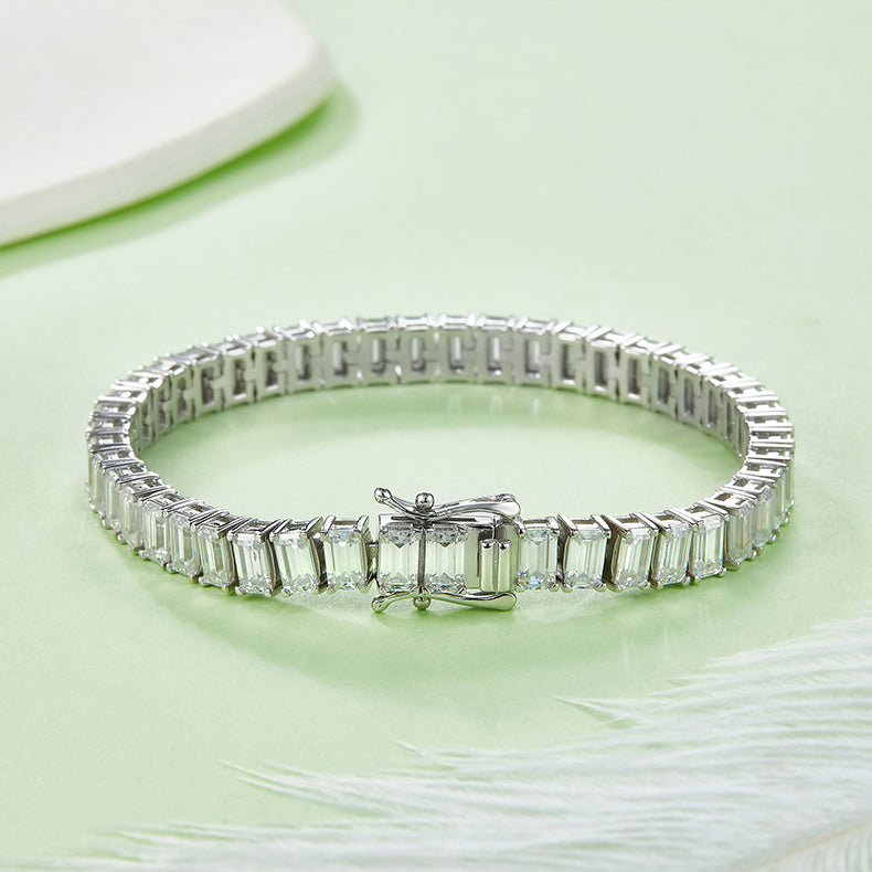 20 CTW Emerald Moissanite S925 Bracelet plated