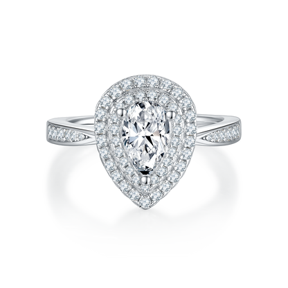 1 CTW Pear Moissanite  S925 Ring plated