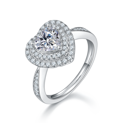 1 CTW Heart Moissanite  S925 Ring plated