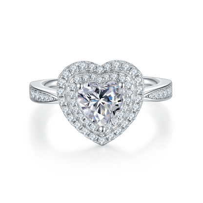 1 CTW Heart Moissanite  S925 Ring plated