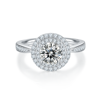 1 CTW Round Moissanite  S925 Ring plated