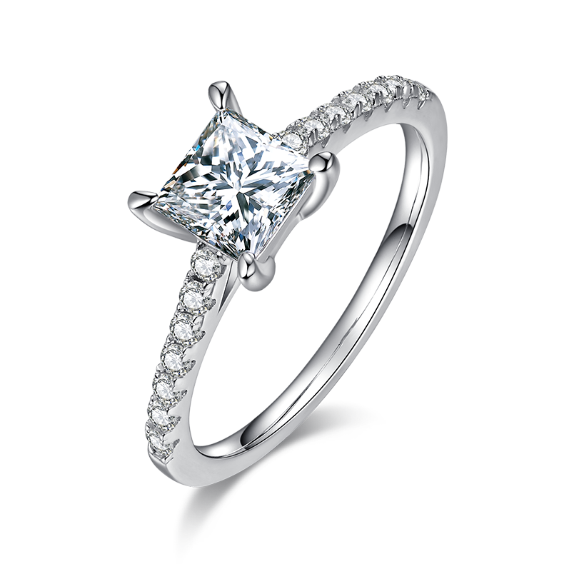 1 CTW Princess Moissanite  S925 Ring plated