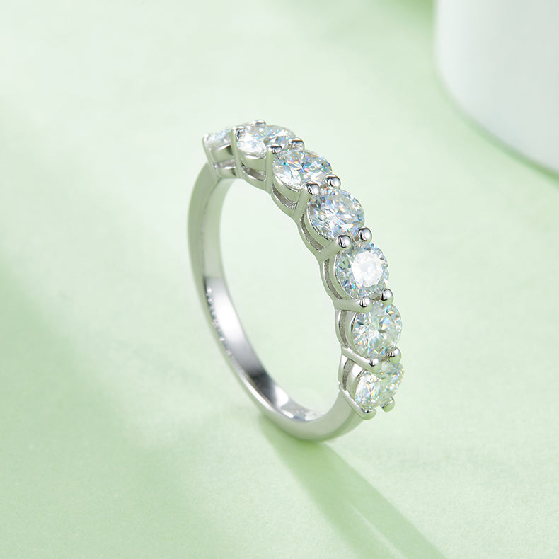 2.1 CTW Round Moissanite  S925 Ring plated