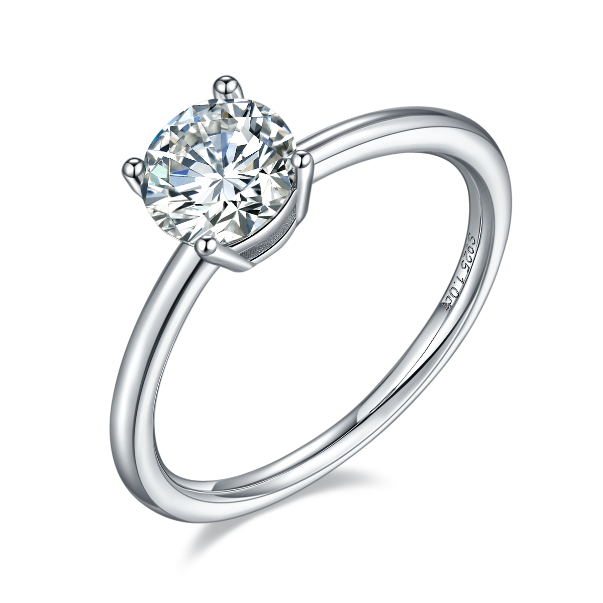 1 CTW Round Moissanite  S925 Ring plated