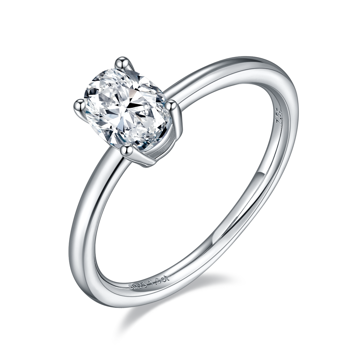 1 CTW Oval Moissanite  S925 Ring plated