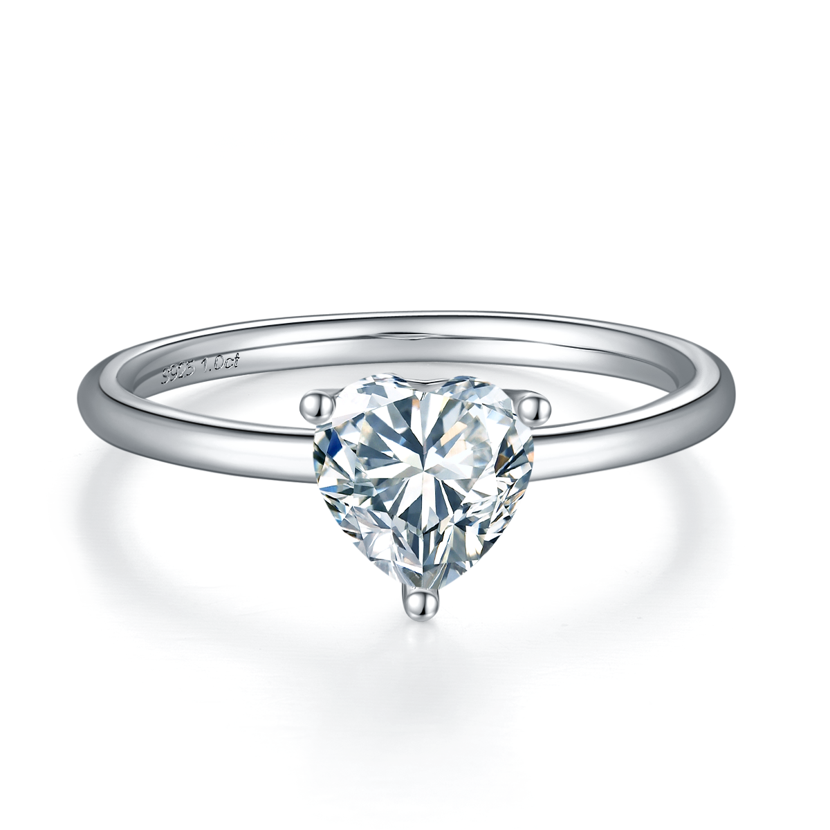 1 CTW Heart Moissanite  S925 Ring plated