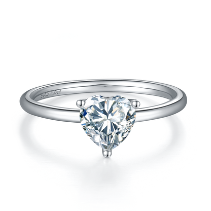 1 CTW Heart Moissanite  S925 Ring plated