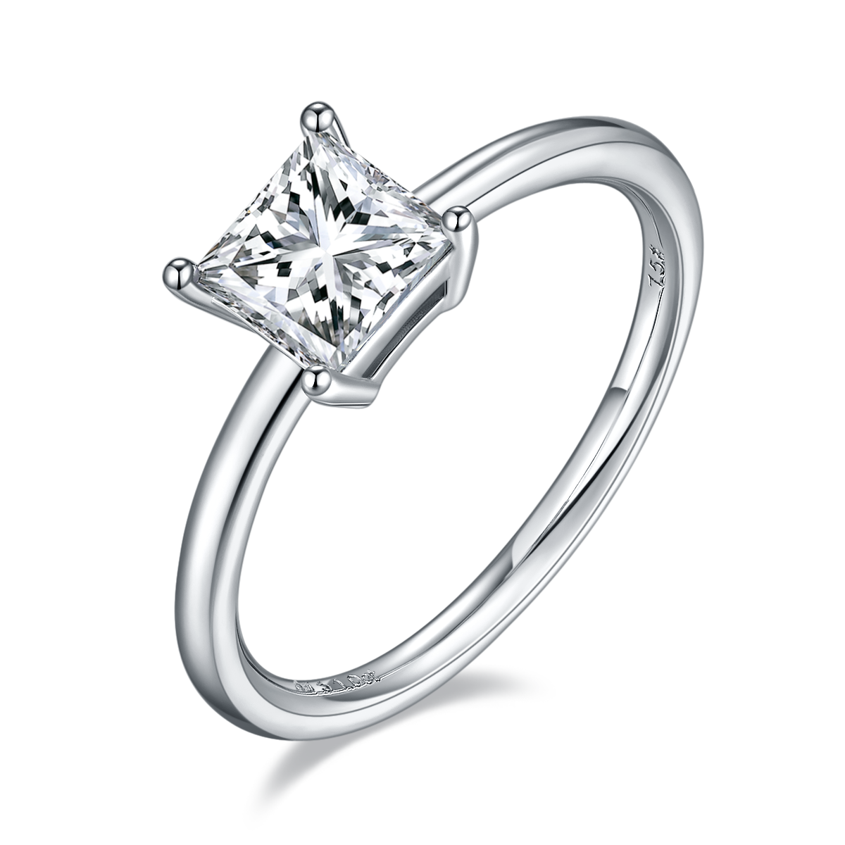 1 CTW Princess Moissanite  S925 Ring plated