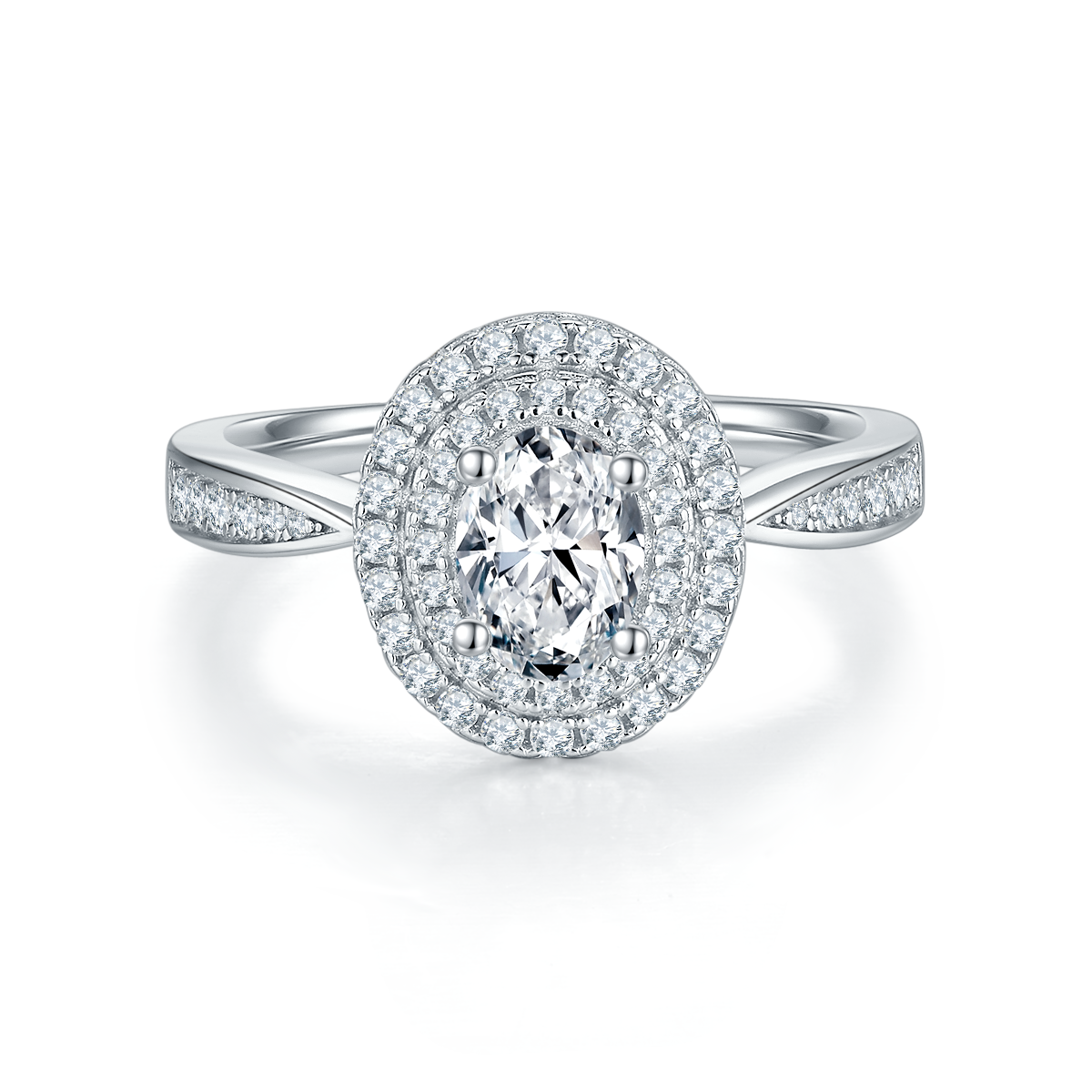 1 CTW Oval Moissanite S925 Ring plated