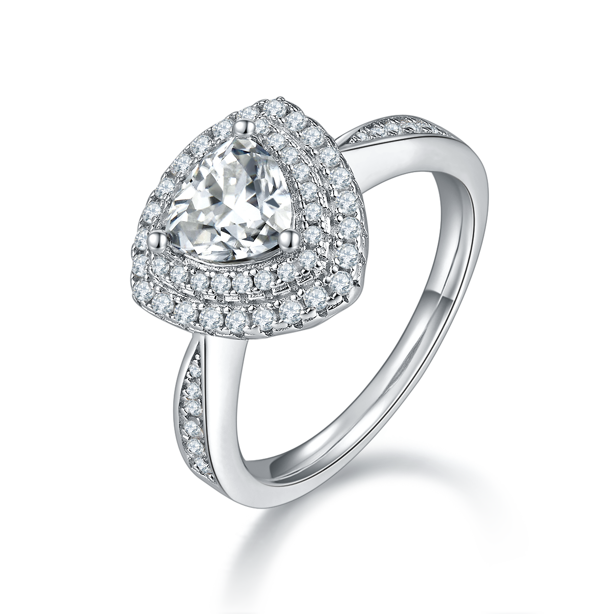 1 CTW Trillion Moissanite  S925 Ring plated