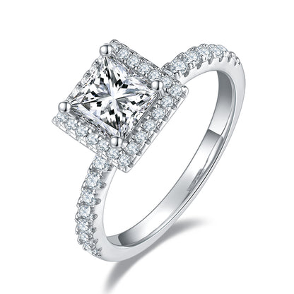 1 CTW Princess Moissanite S925 Ring plated