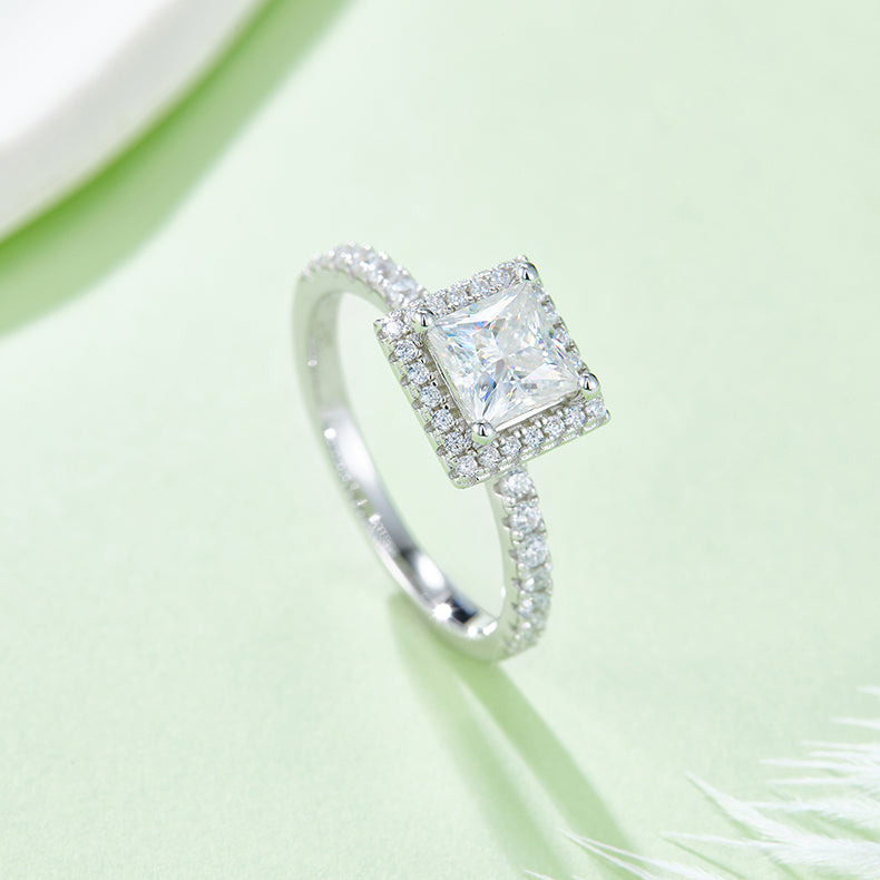 1 CTW Princess Moissanite S925 Ring plated