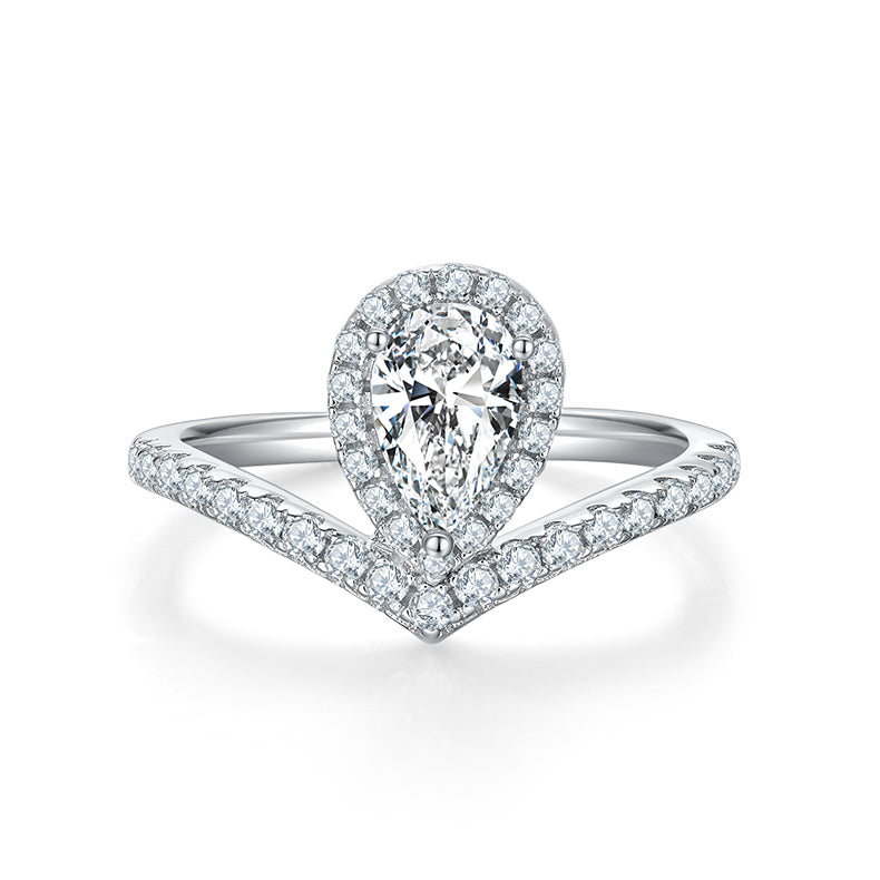 1 CTW Pear Moissanite S925 Ring plated