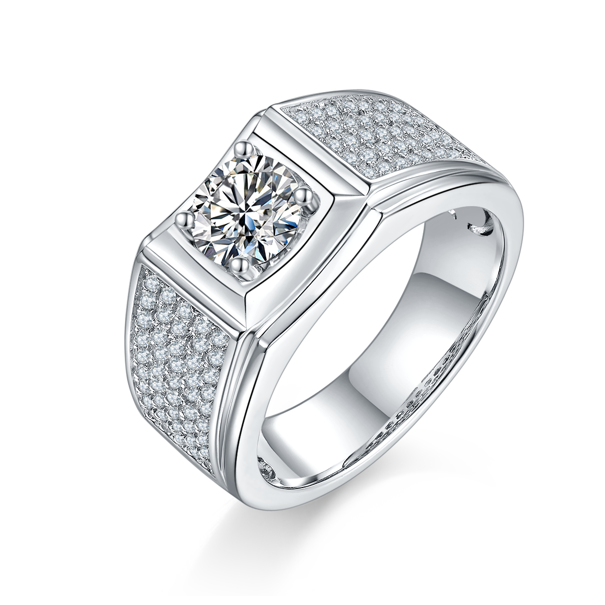 1 CTW Round Moissanite  S925 Ring plated