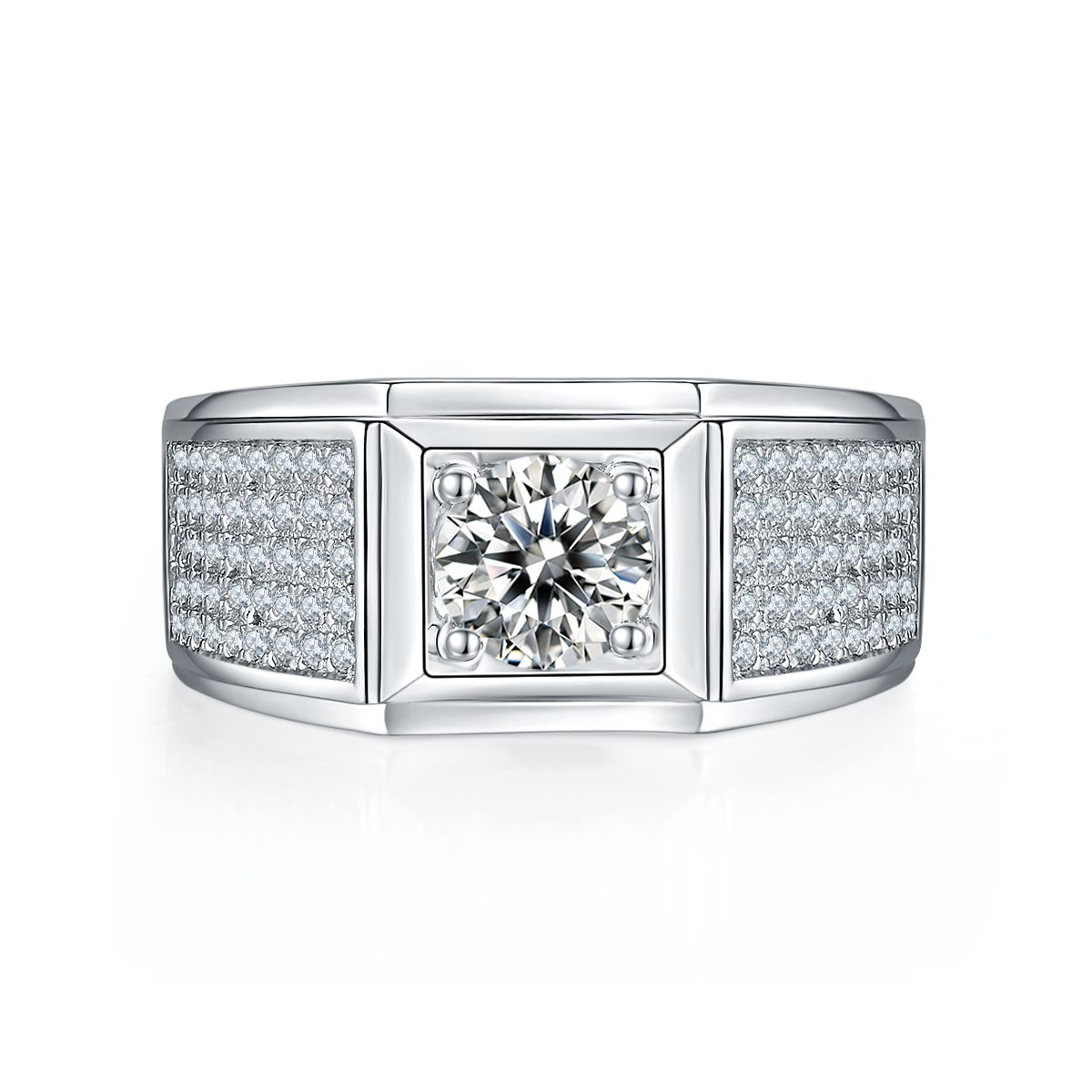 1 CTW Round Moissanite  S925 Ring plated