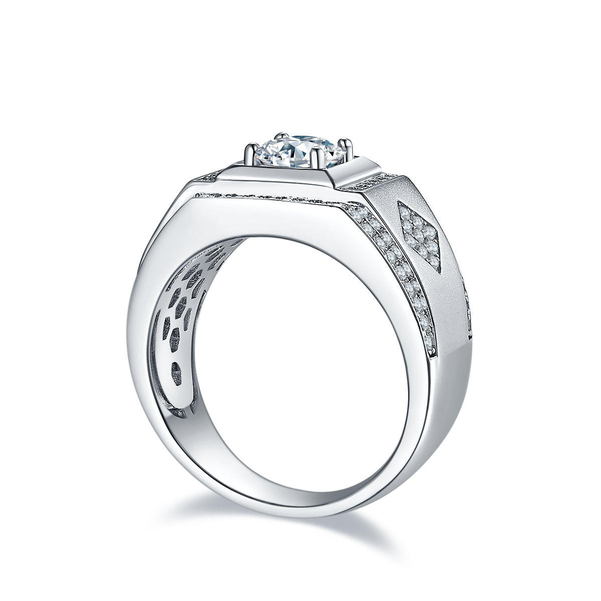 1 CTW Round Moissanite  S925 Ring plated