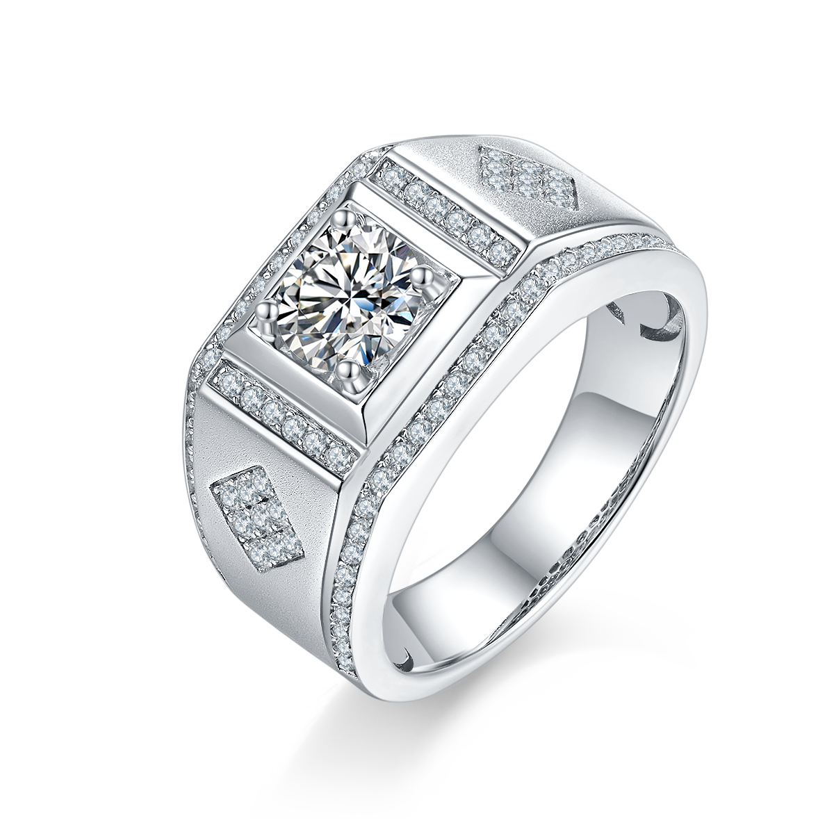 1 CTW Round Moissanite  S925 Ring plated