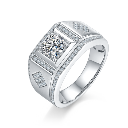 1 CTW Round Moissanite  S925 Ring plated