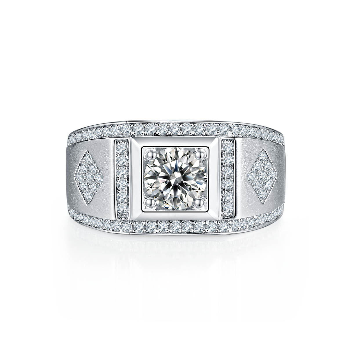 1 CTW Round Moissanite  S925 Ring plated