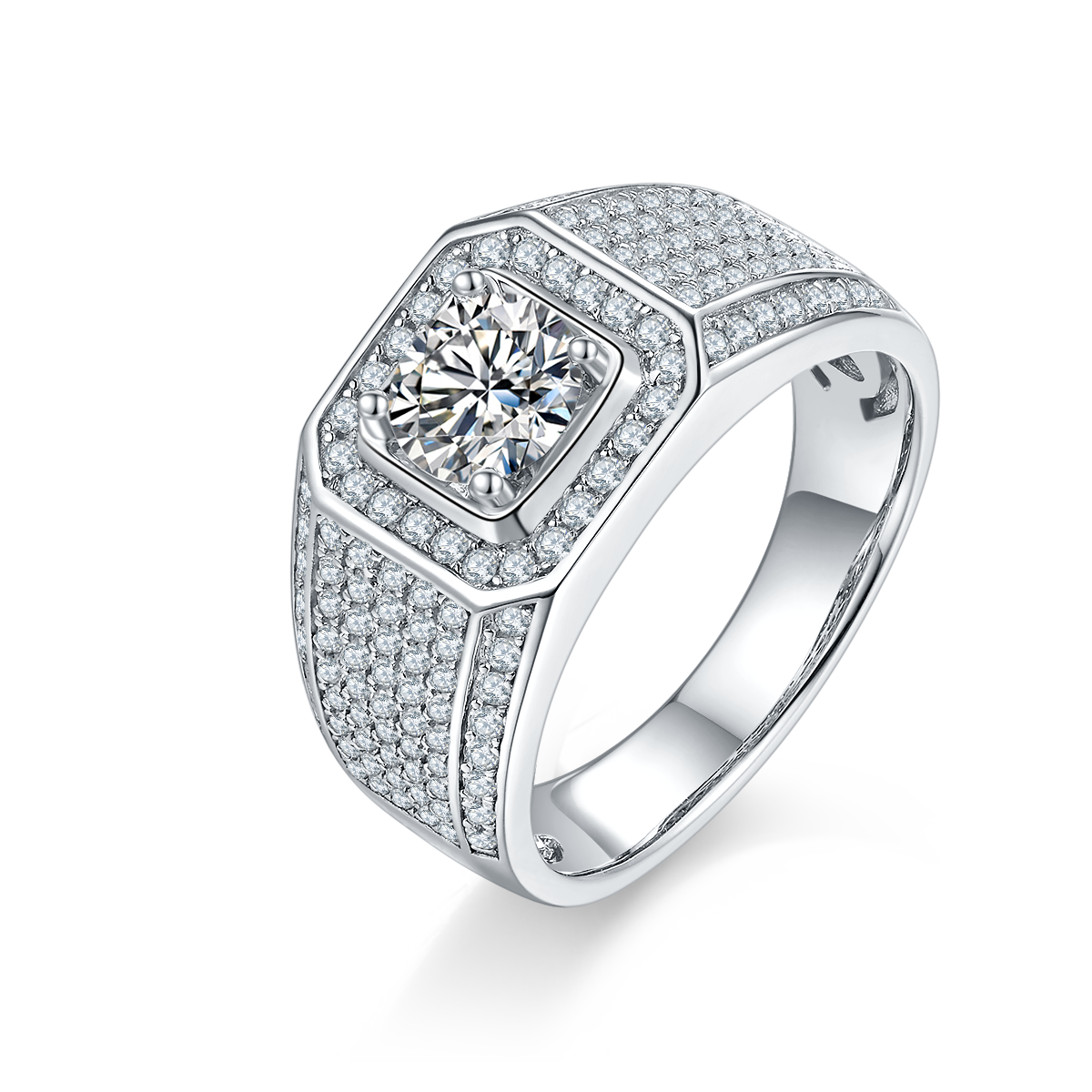 1 CTW Round Moissanite  S925 Ring plated