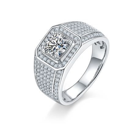 1 CTW Round Moissanite  S925 Ring plated