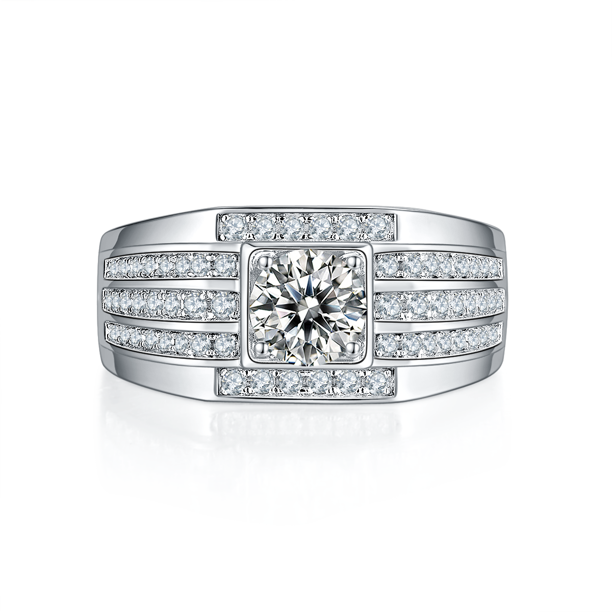 1 CTW Round Moissanite  S925 Ring plated