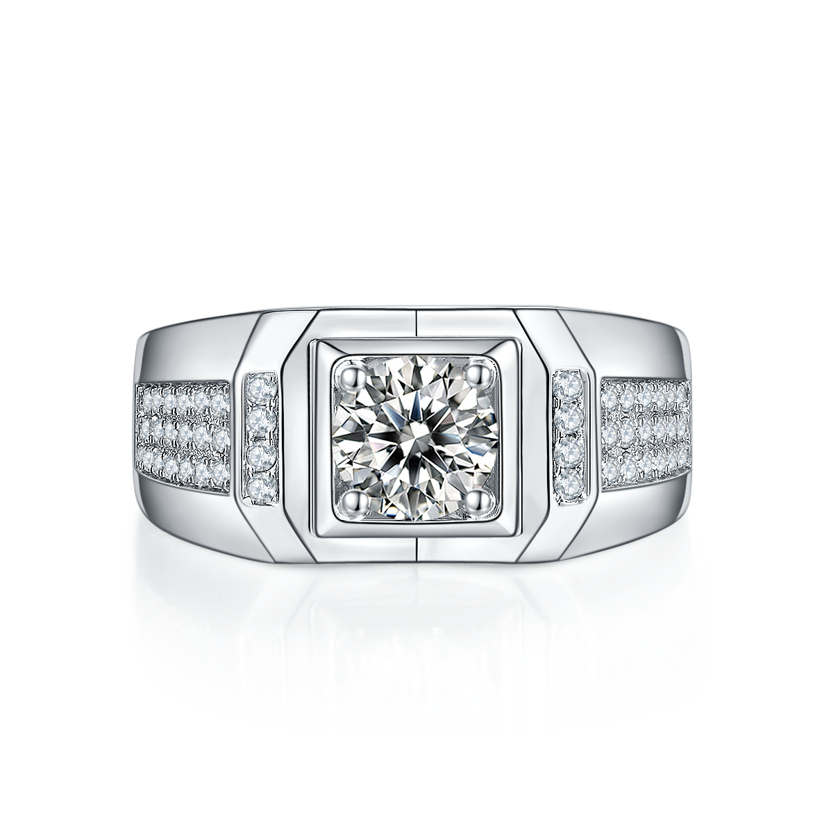 1 CTW Round Moissanite  S925 Ring plated