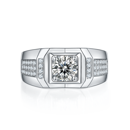 1 CTW Round Moissanite  S925 Ring plated