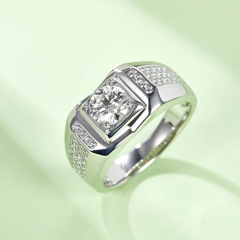 1 CTW Round Moissanite  S925 Ring plated