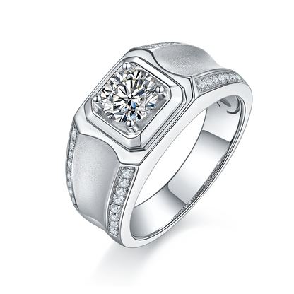 1 CTW Round Moissanite  S925 Ring plated