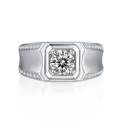 1 CTW Round Moissanite  S925 Ring plated