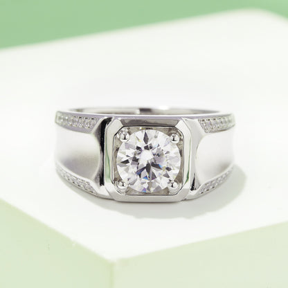 2 CTW Round Moissanite  S925 Ring plated