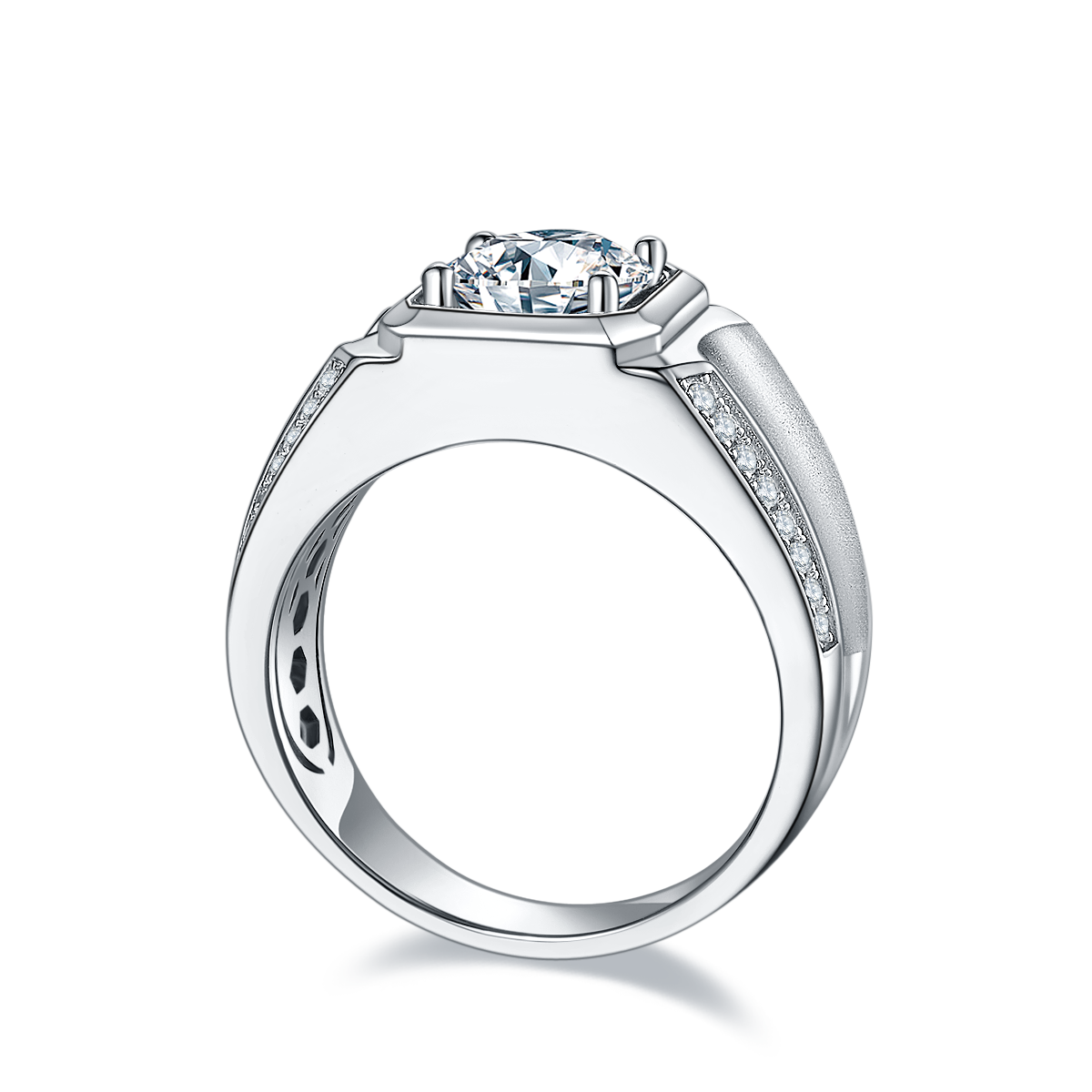 2 CTW Round Moissanite  S925 Ring plated