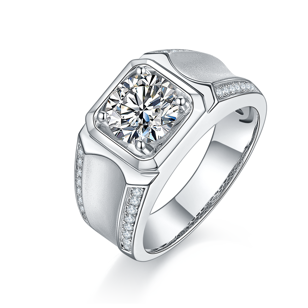 2 CTW Round Moissanite  S925 Ring plated