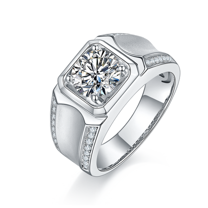 2 CTW Round Moissanite  S925 Ring plated