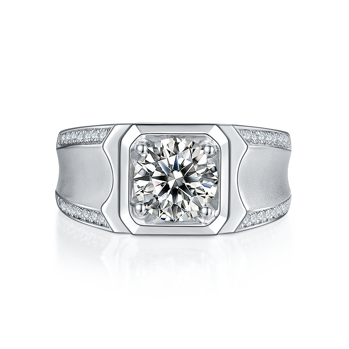 2 CTW Round Moissanite  S925 Ring plated