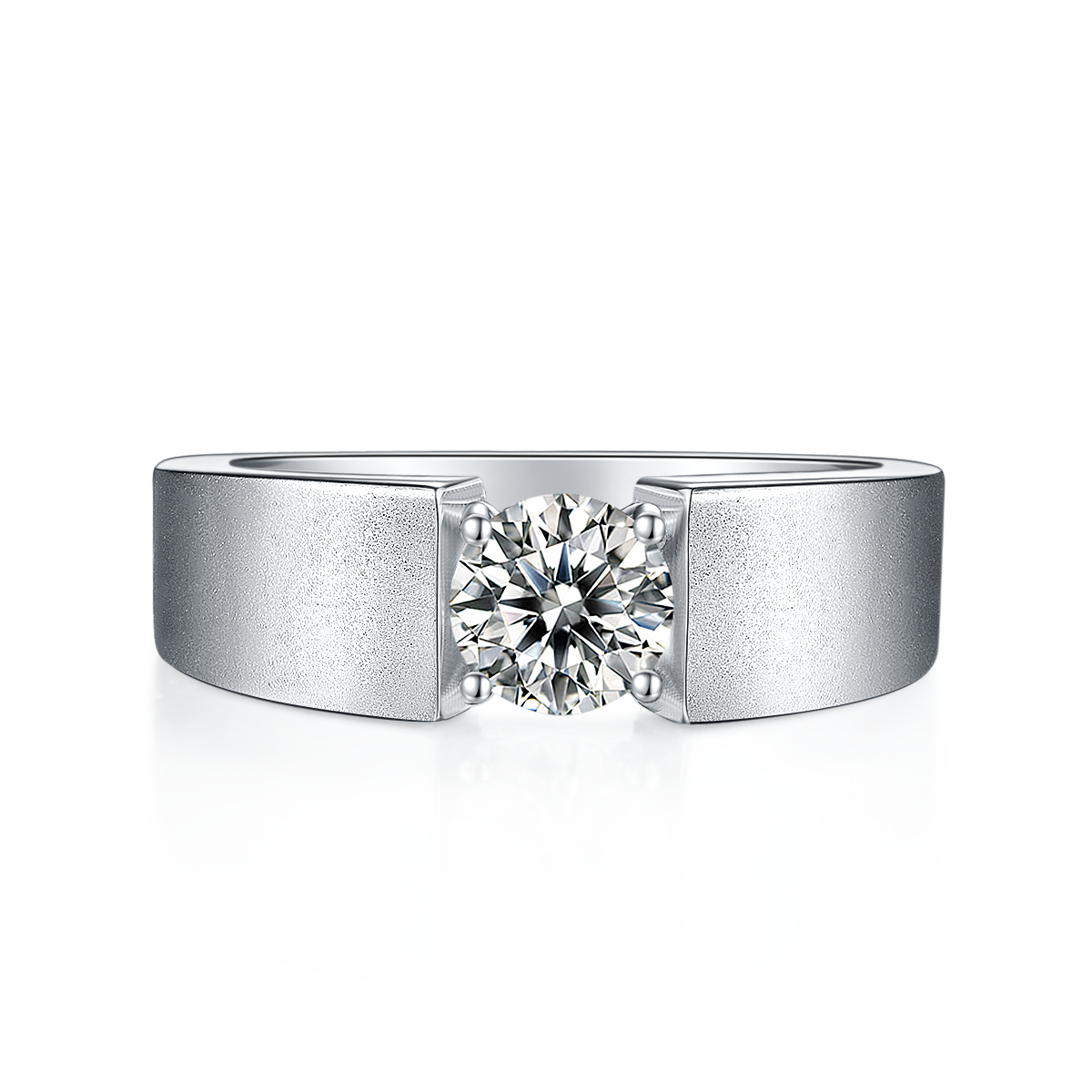 1 CTW Round Moissanite  S925 Ring plated