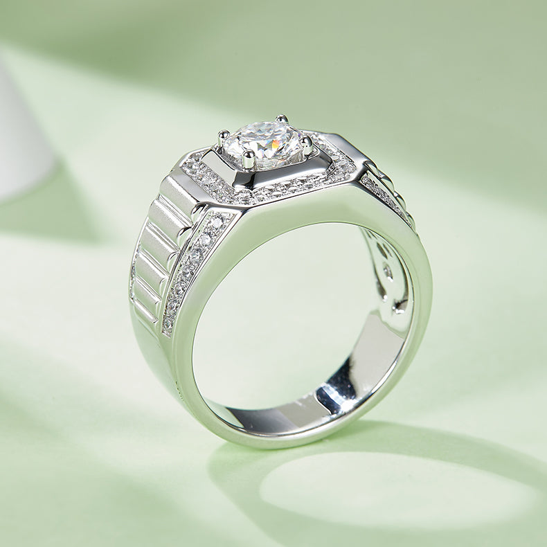 1 CTW Round Moissanite  S925 Ring plated