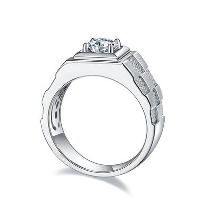 1 CTW Round Moissanite  S925 Ring plated