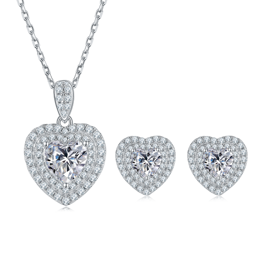 1 CTW Heart Moissanite S925 Necklace  Earrings plated