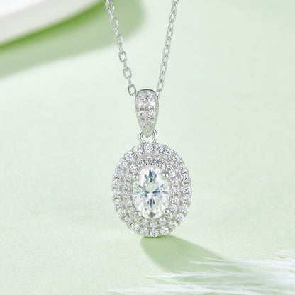 1 CTW Oval Moissanite S925 Necklace  Earrings plated