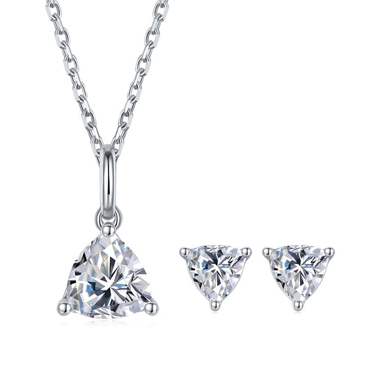 1 CTW Trillion Moissanite S925 Necklace  Earrings plated